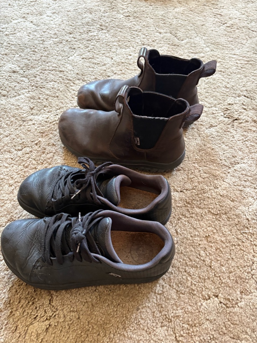 Lems Brand Bundle Brown Leather Chelsea Boots and Black Laceup non slip Sneakers